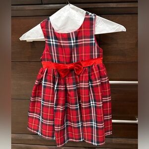 Red tartan holiday dress for toddler